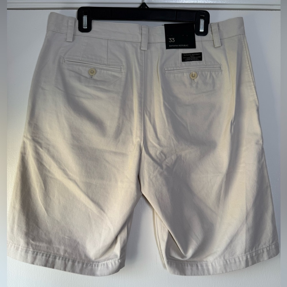 New! Banana Republic Men’s Flat Front Chino Shorts 100% Cotton Tan Khaki Size 33 - Picture 5 of 6